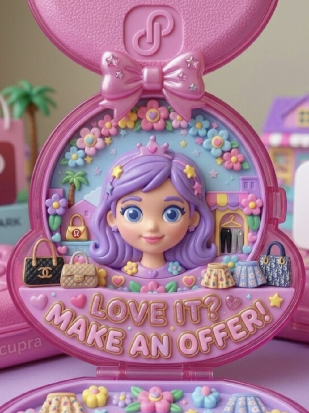 Hot Topic Polly Pocket Heart Purse & Wallet Matching Set Quilted Crossbody AS IS - Picture 16 of 16